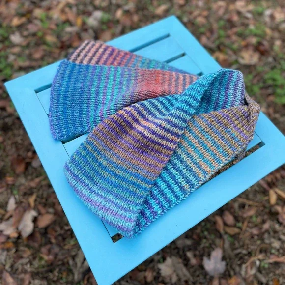 Noro Silk Garden Hand Knit Striped Scarf - Picture 4 of 5